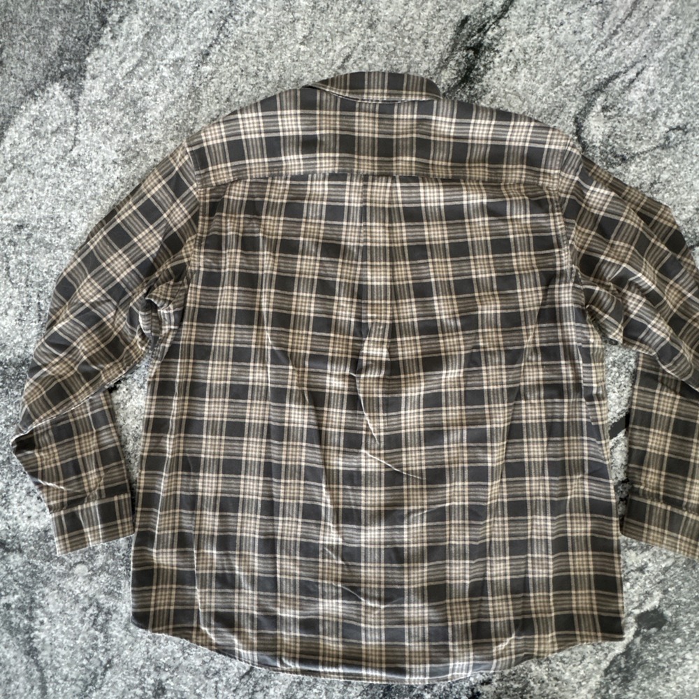 L.L. Bean Men's Sz XL Cotton Flannel Plaid Button Down Neutral Colors #167 - Picture 8 of 11
